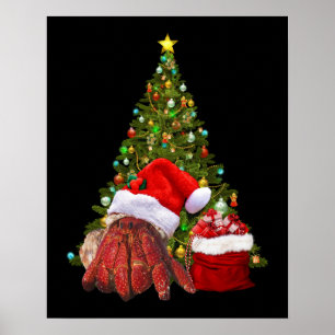 Santa Crab Funny Christmas Hermit Crab Lover Poster