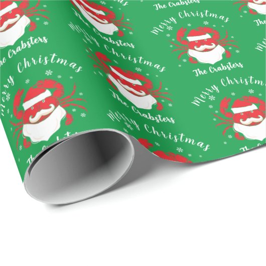 Santa Crab mit festlichem Urlaub Frohe Weihnachten Geschenkpapier (Rolleneckpunkt)