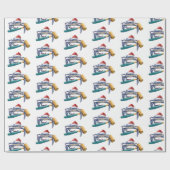 Santa Crab mit Mallet Weihnachtspapier Geschenkpapier (Flach)