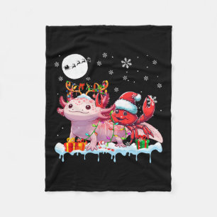 Santa Crab Riding Axolotl Rentierfisch Weihnachtss Fleecedecke