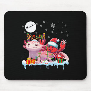 Santa Crab Riding Axolotl Rentierfisch Weihnachtss Mousepad