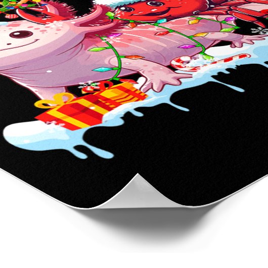 Santa Crab Riding Axolotl Rentierfisch Weihnachtss Poster (Ecke)
