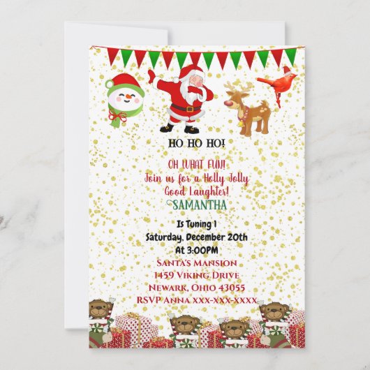 Santa Crew Reindeer Snowman Weihnachten 1. Geburts Ankündigung (Vorderseite)