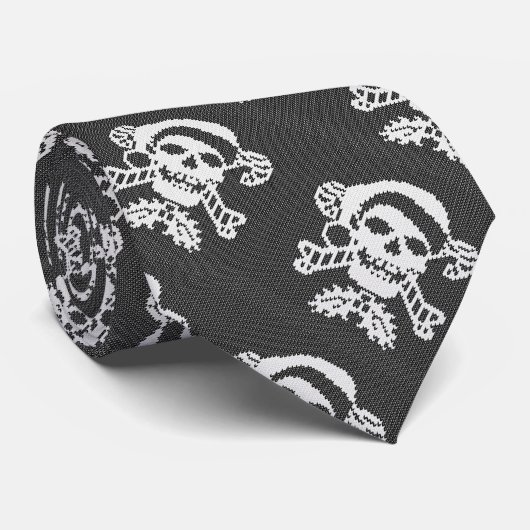 Santa Crossbones Skull in Ugly Sweater Style Krawatte (Gerollt)