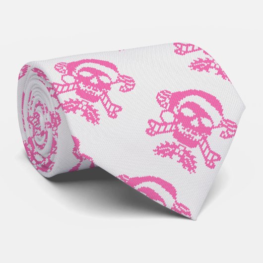 Santa Crossbones Skull in Ugly Sweater Style Krawatte (Gerollt)