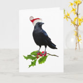 Santa Crow Holly Weihnachtskarte Karte (Gelbe Blume)