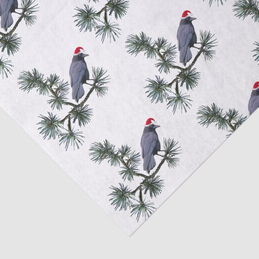 Santa Crow in Pine Tissue Paper Seidenpapier (Ausschnitt)