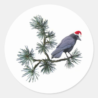 Santa Crow Pine Stickers