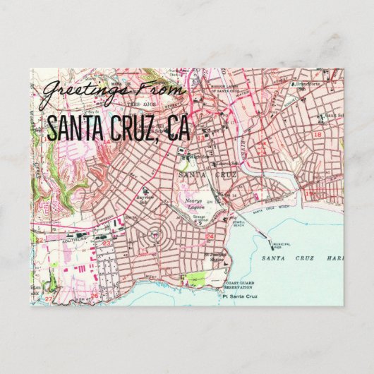 Santa Cruz CA 1955 Karte (Vorderseite)