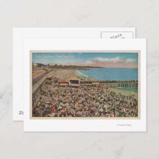 Santa Cruz, CA - Beach Szene voller Menschen Postkarte (Vorne/Hinten)