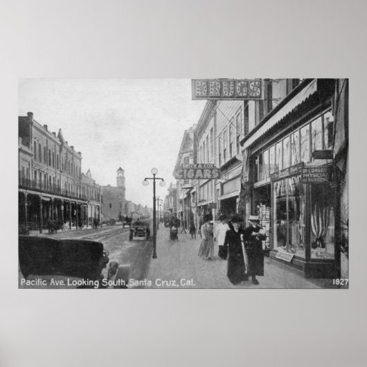 Santa Cruz, CA - Pacific Avenue Looking Poster (Vorne)