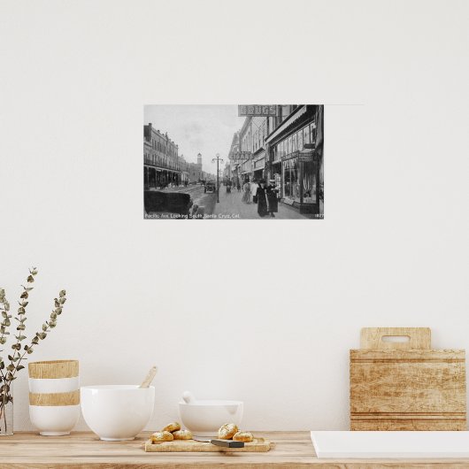 Santa Cruz, CA - Pacific Avenue Looking Poster (Küche)