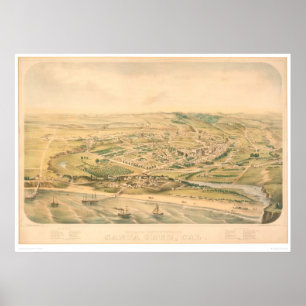 Santa Cruz, CA. Panoramakarte (1586A) - restaurier Poster