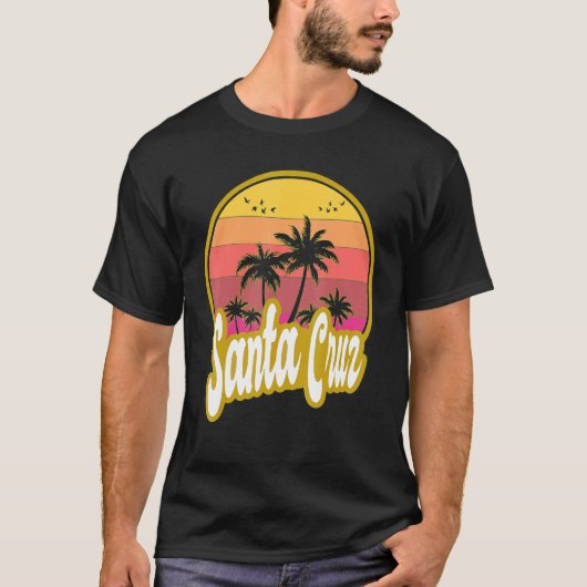 Santa Cruz California Beach Retro Sunset T-Shirt (Vorderseite)