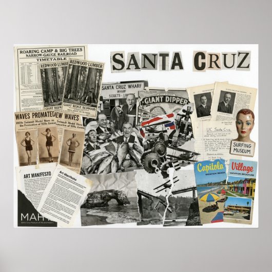 Santa Cruz California Collage – Protestkunst Poster (Vorne)
