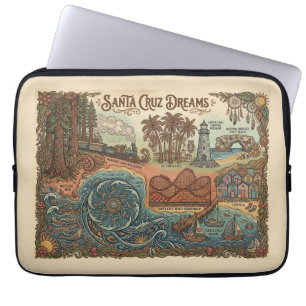 Santa Cruz California Dreams Karte – Lebendige Küs Laptopschutzhülle