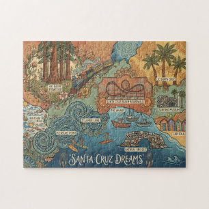 Santa Cruz California Dreams Karte – Lebendige Küs Puzzle