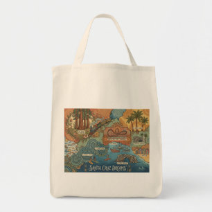 Santa Cruz California Dreams Karte – Lebendige Küs Tragetasche
