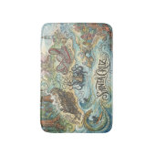 Santa Cruz California Illustrated Map Mythical Badematte (Vorderseite Vertikal)