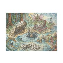 Santa Cruz California Illustrated Map Mythical