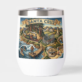 Santa Cruz California Illustrated Map UCSC Wharf