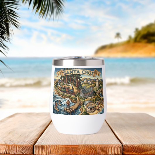 Santa Cruz California Illustrated Map UCSC Wharf (Strand (gedreht))