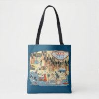 Santa Cruz California Illustriert Map Blue