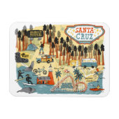 Santa Cruz California Illustrierte Karte Magnet (Horizontal)