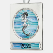 Santa Cruz California Mermaid 2021 Banner-Ornament Silber (Links)