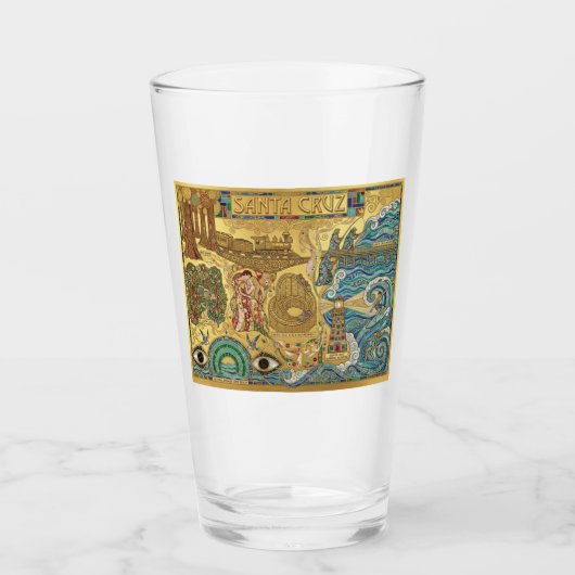 Santa Cruz California Mosaic Map Boardwalk Beach Glas (Vorderseite)