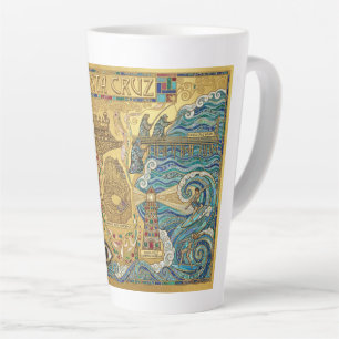 Santa Cruz California Mosaik Karte Pier Strand Milchtasse