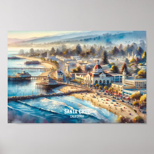 Santa Cruz California Reisen Orte Aquarell Poster (Vorne)