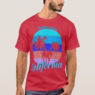 Santa Cruz California Retro Palm Trees Beach Somme T-Shirt