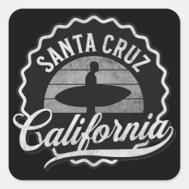 Santa Cruz California Surfen Schwarz-weiß Vintag Quadratischer Aufkleber