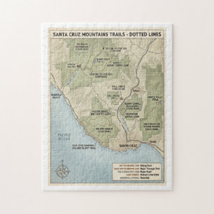 Santa Cruz California Trail Karte Redwood & Küste  Puzzle