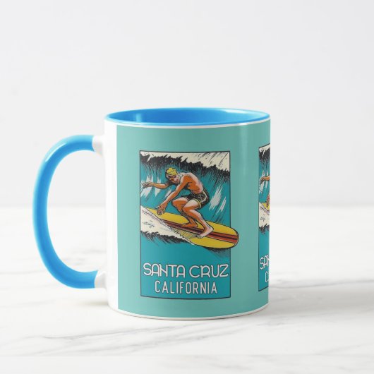 Santa Cruz California Vintag Art Surfing Tasse (Links)