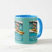 Santa Cruz California Vintag Art Surfing Tasse (VorderseiteRechts)