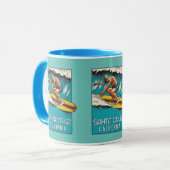 Santa Cruz California Vintag Art Surfing Tasse (Vorderseite Links)