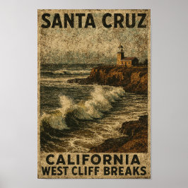 Santa Cruz California West Cliff Steamer Lane Poster