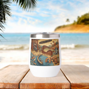 Santa Cruz California Whimsical Karte UCSC Boardwa