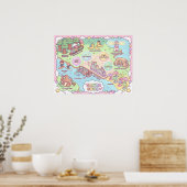 Santa Cruz Fantasy Map – Mythical Coastal Art Prin Poster (Küche)