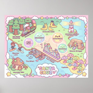 Santa Cruz Fantasy Map – Mythische Küstenkunst Pri Poster