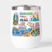 Santa Cruz Illustrated Map Boardwalk Beach Surfing (Vorderseite)