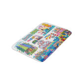 Santa Cruz Illustrated Map Boardwalk Beach Surfing Badematte (Schrägansicht)