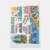 Santa Cruz Illustrated Map Boardwalk Beach Surfing Geschirrtuch (Vertikal)