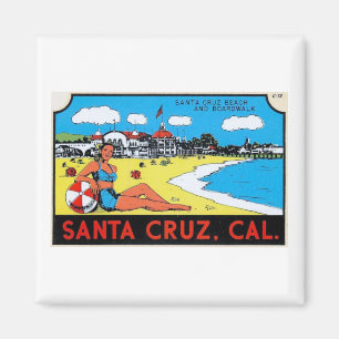 Santa Cruz, Kalifornien Gepäckanhänger Vintage Magnet