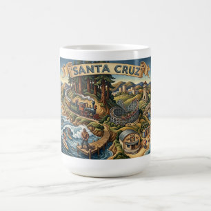 Santa Cruz Kalifornien Illustrierte Karte UCSC Pie Kaffeetasse