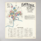 Santa Cruz Kalifornien Karte 1892 Poster (Vorne)