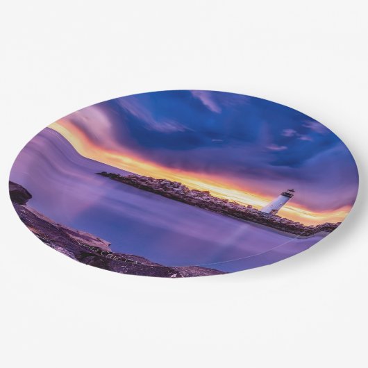 Santa Cruz, Kalifornien, Leuchtturm Pappteller (Schrägansicht)