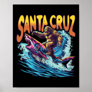 Santa Cruz Kalifornien Sommer S Surfen Bigfoot Sha Poster
